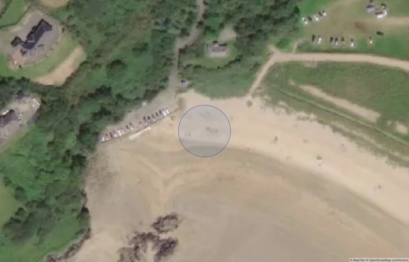 Aerial map view of Fintra Beach in County Donegal