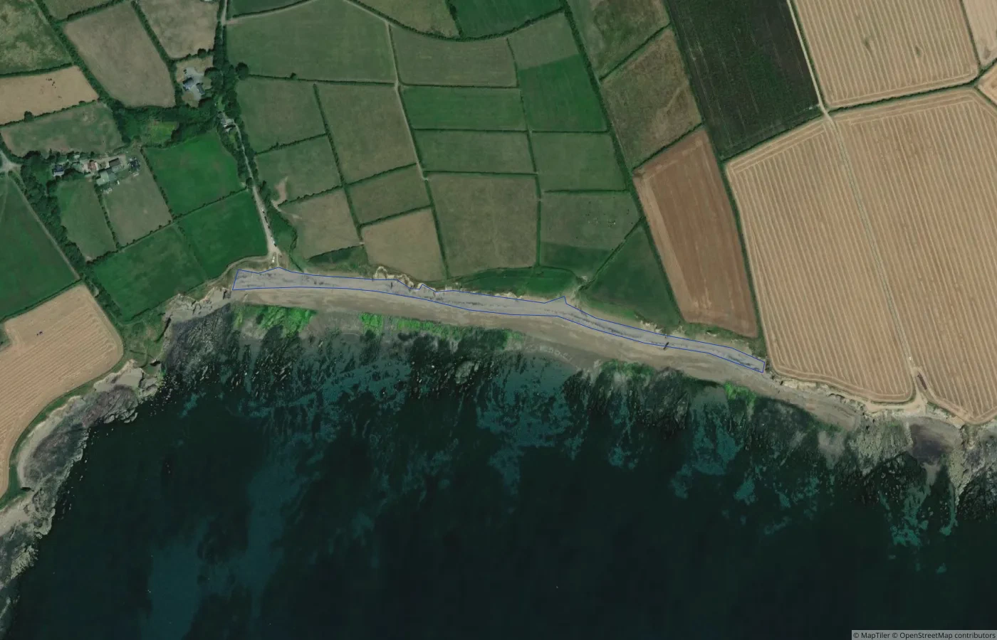 Aerial map view of Blackhall Strand in County Wexford