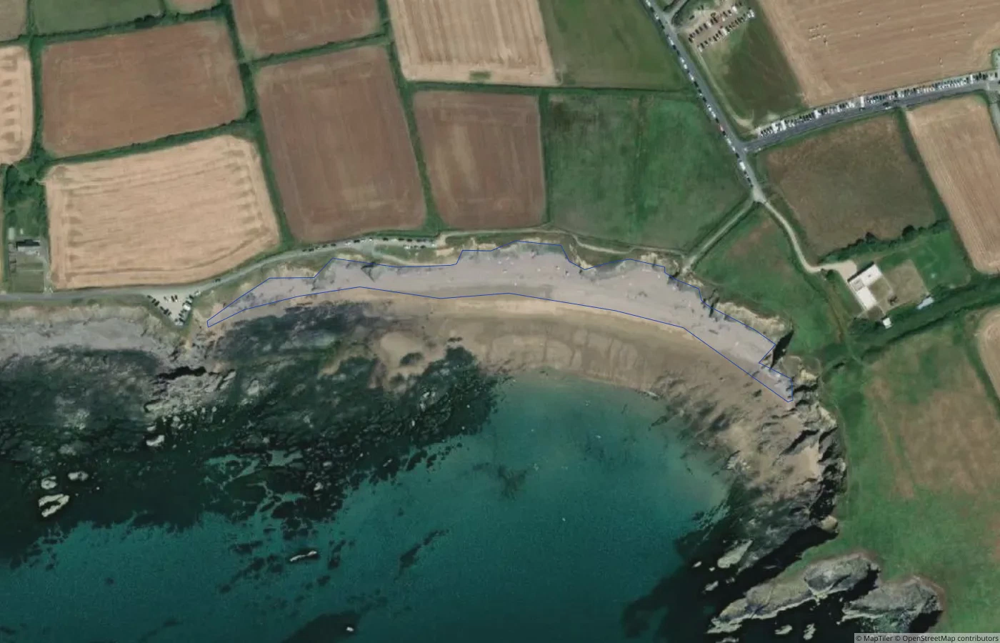 Aerial map view of Carnivan Beach in County Wexford