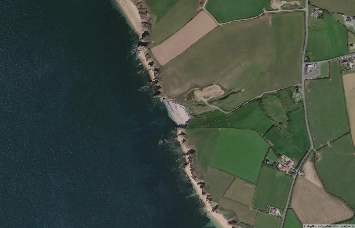 Aerial map view of Templetown Bay Beach in County Wexford