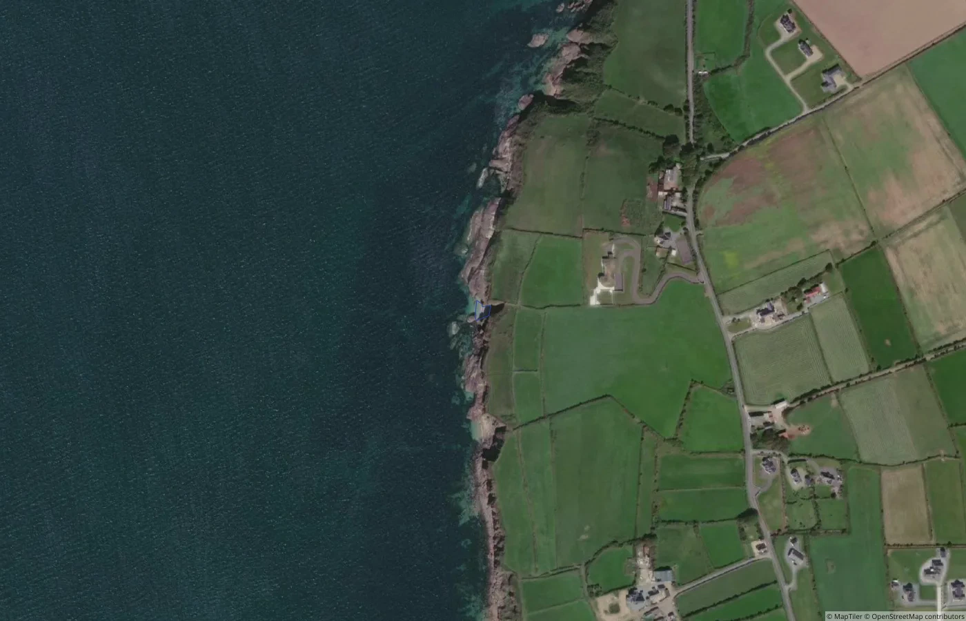 Aerial map view of Otter Hole in County Wexford