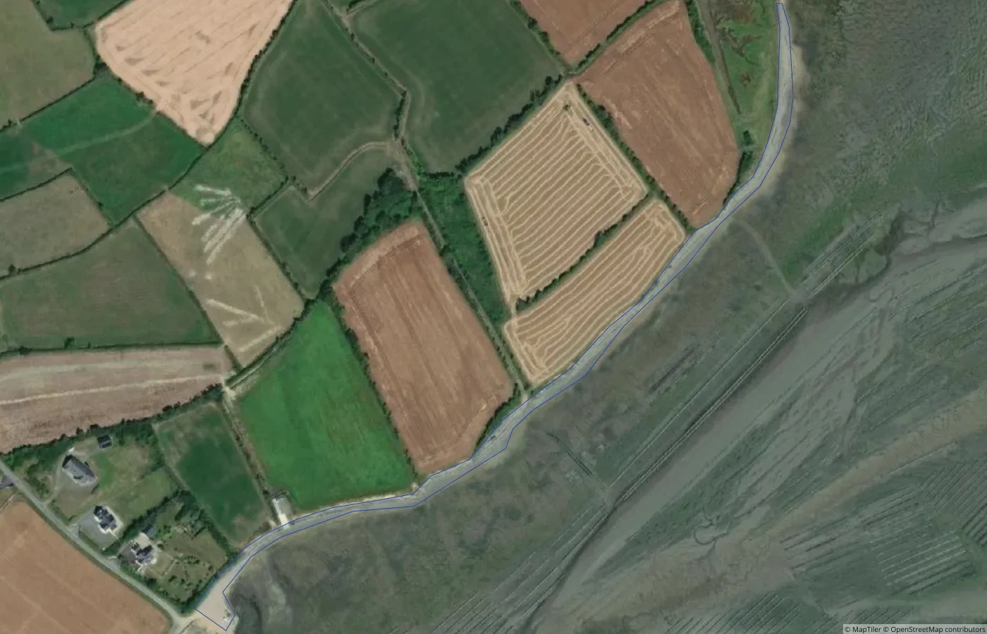 Aerial map view of Unnamed Natural Shore — Bannow Bay Coast 01 in County Wexford
