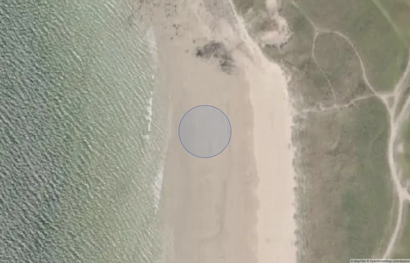 Aerial map view of Port Arthur Beach, Derrybeg in County Donegal