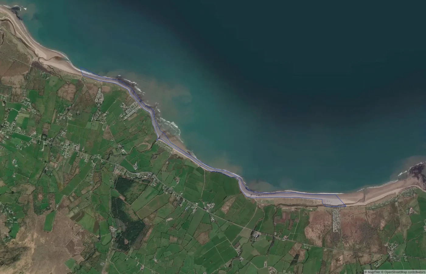 Aerial map view of Cappaclogh East Beach in County Kerry