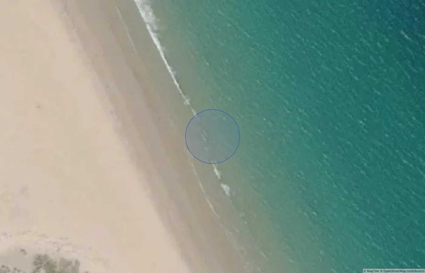 Aerial map view of Killahoey Beach in County Donegal