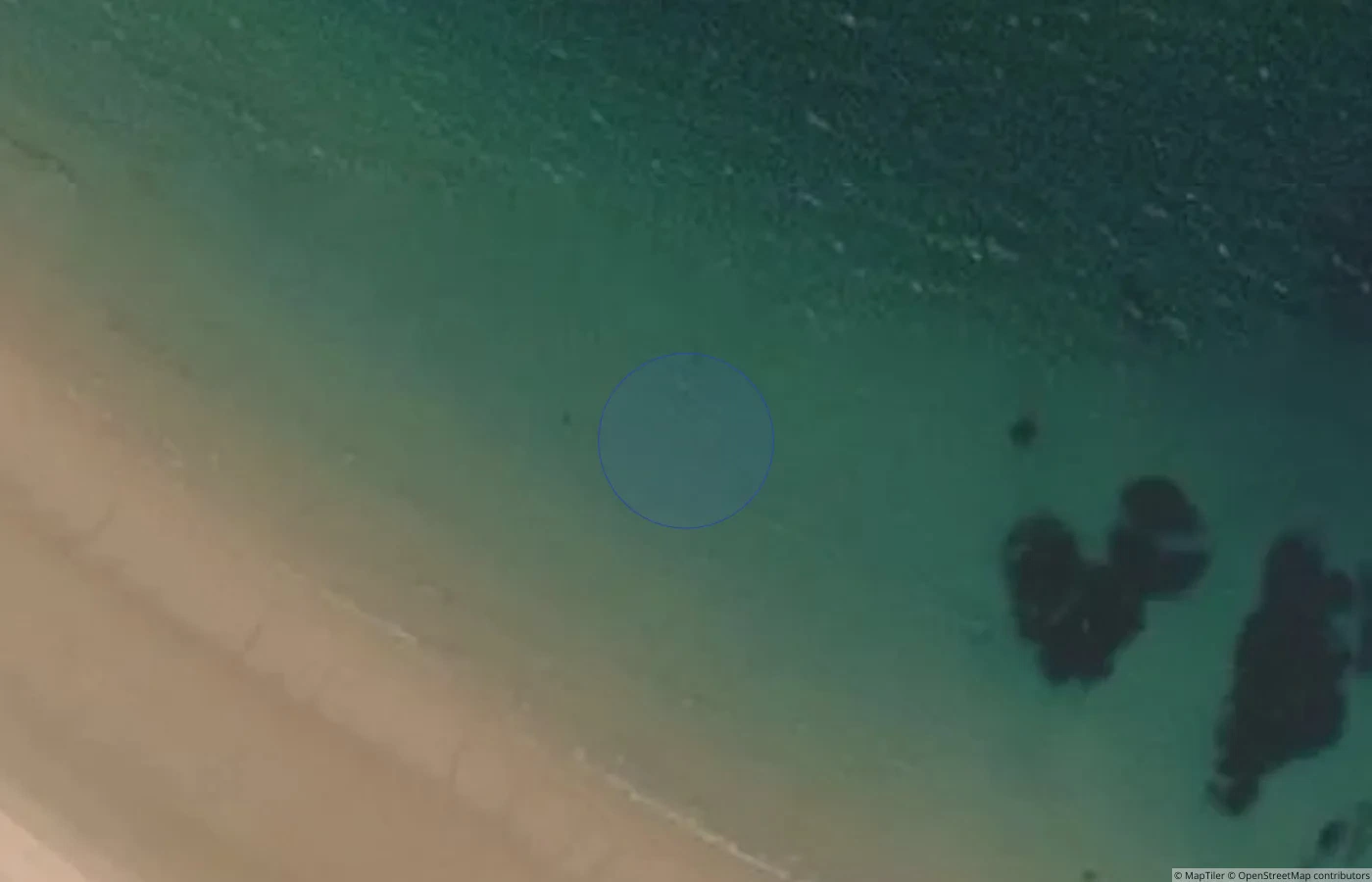 Aerial map view of Portsalon (Magherawarden) Beach in County Donegal