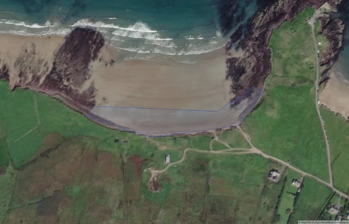 Aerial map view of Marhin Beach in County Kerry