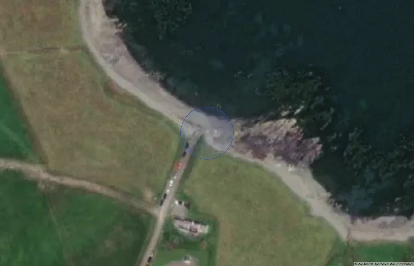 Aerial map view of Reencaheragh Beach in County Kerry