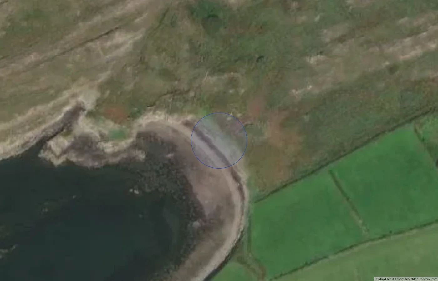 Aerial map view of Collorus Beach in County Kerry