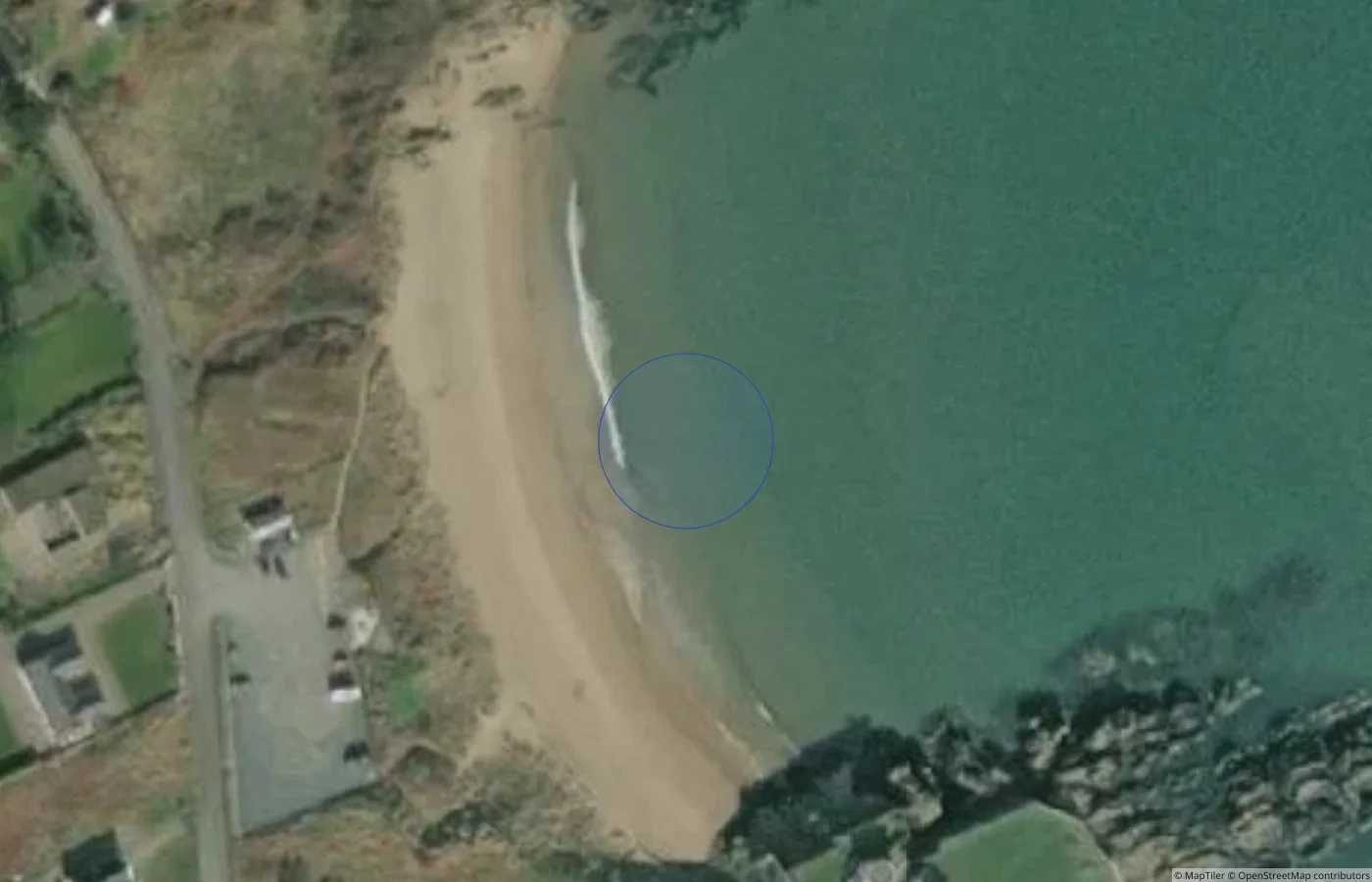 Aerial map view of Stroove Beach in County Donegal