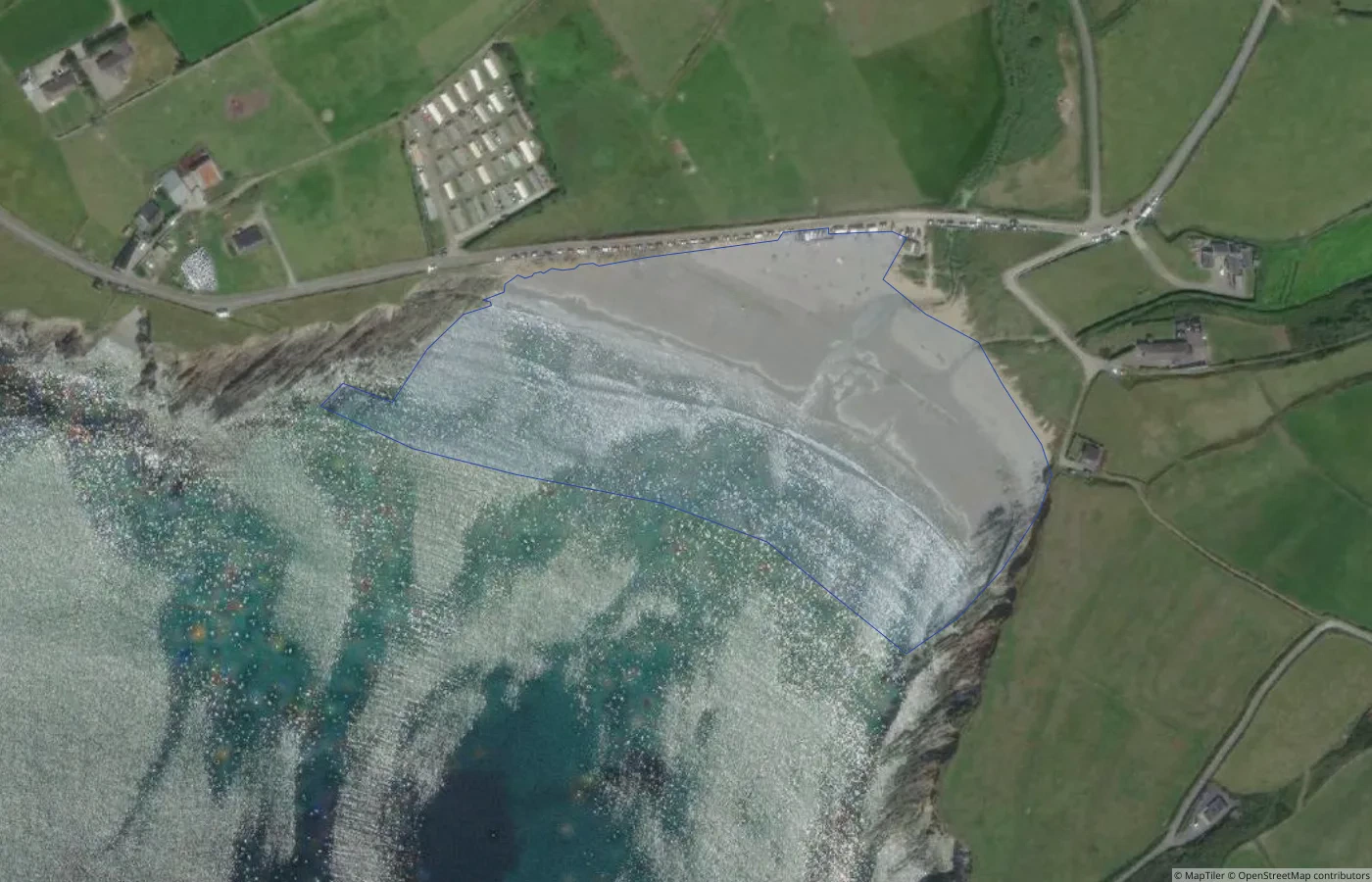 Aerial map view of Red Strand Beach in County Cork
