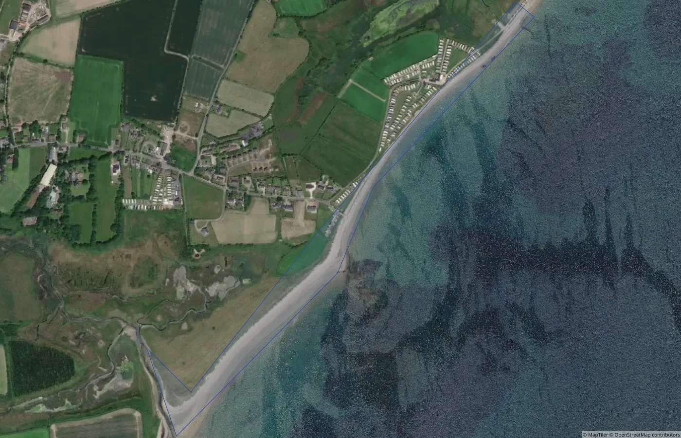 Aerial map view of Ardnahinch Beach in County Cork