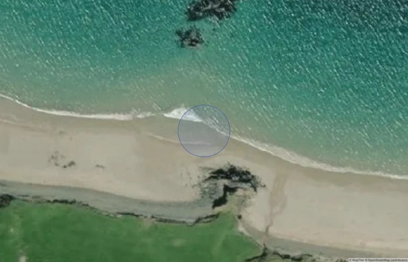 Aerial map view of Renvyle Beach in County Galway