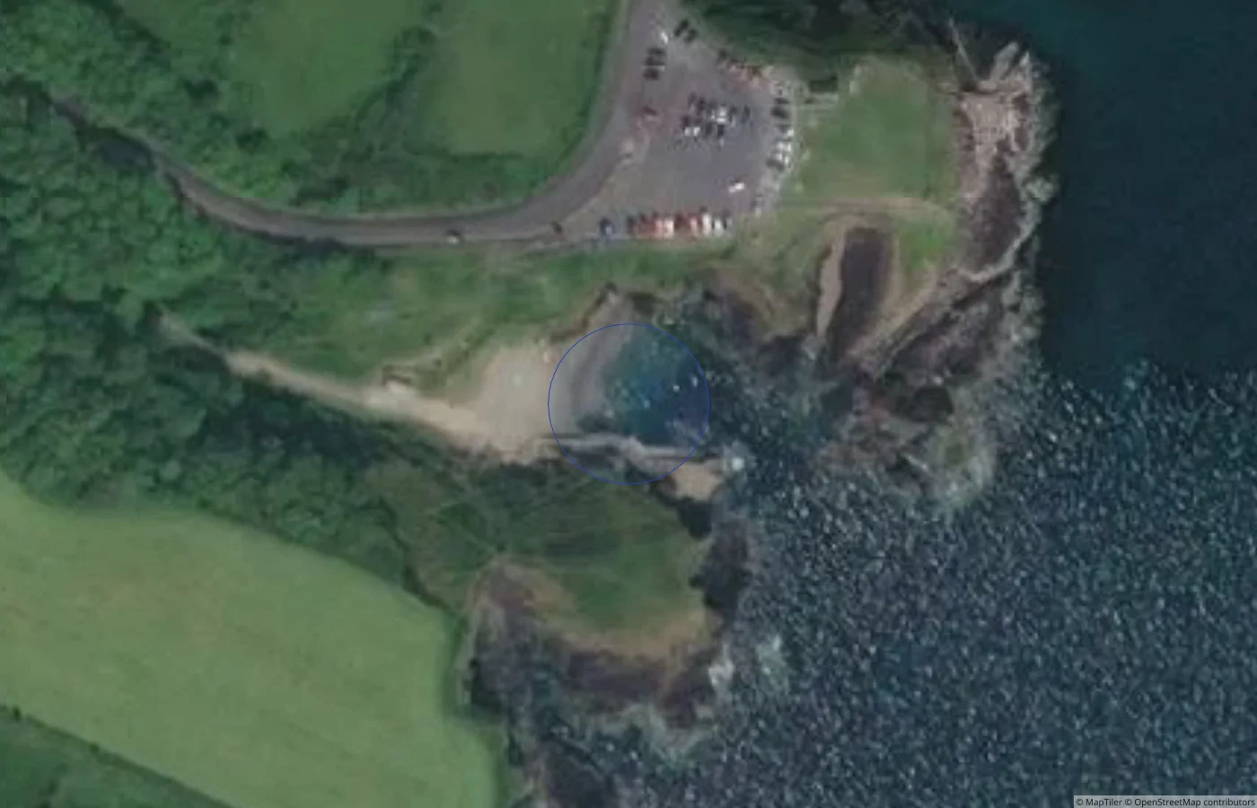 Aerial map view of Newtown Cove in County Waterford