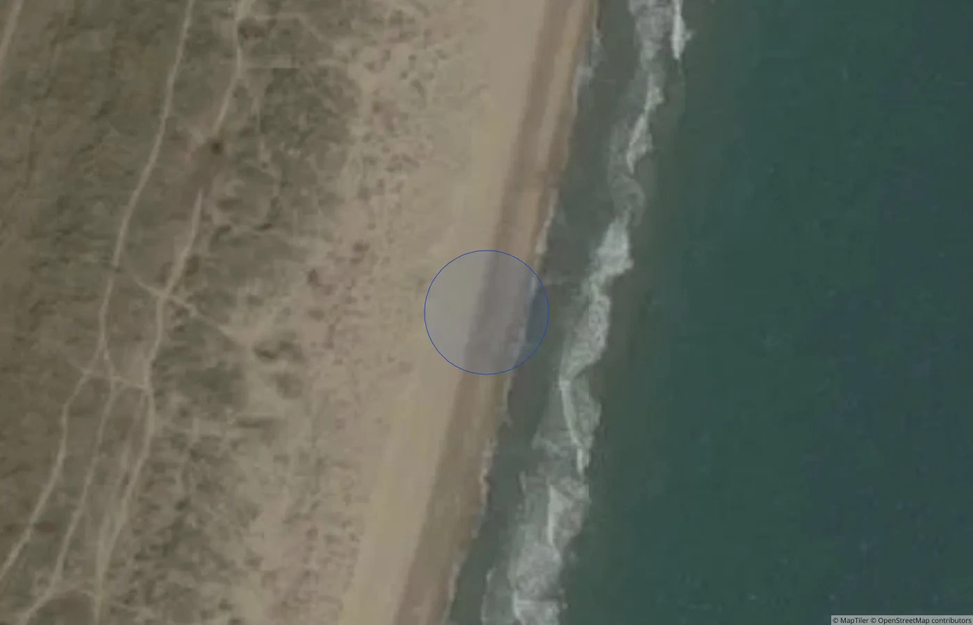 Aerial map view of Old Bawn Beach in County Wexford