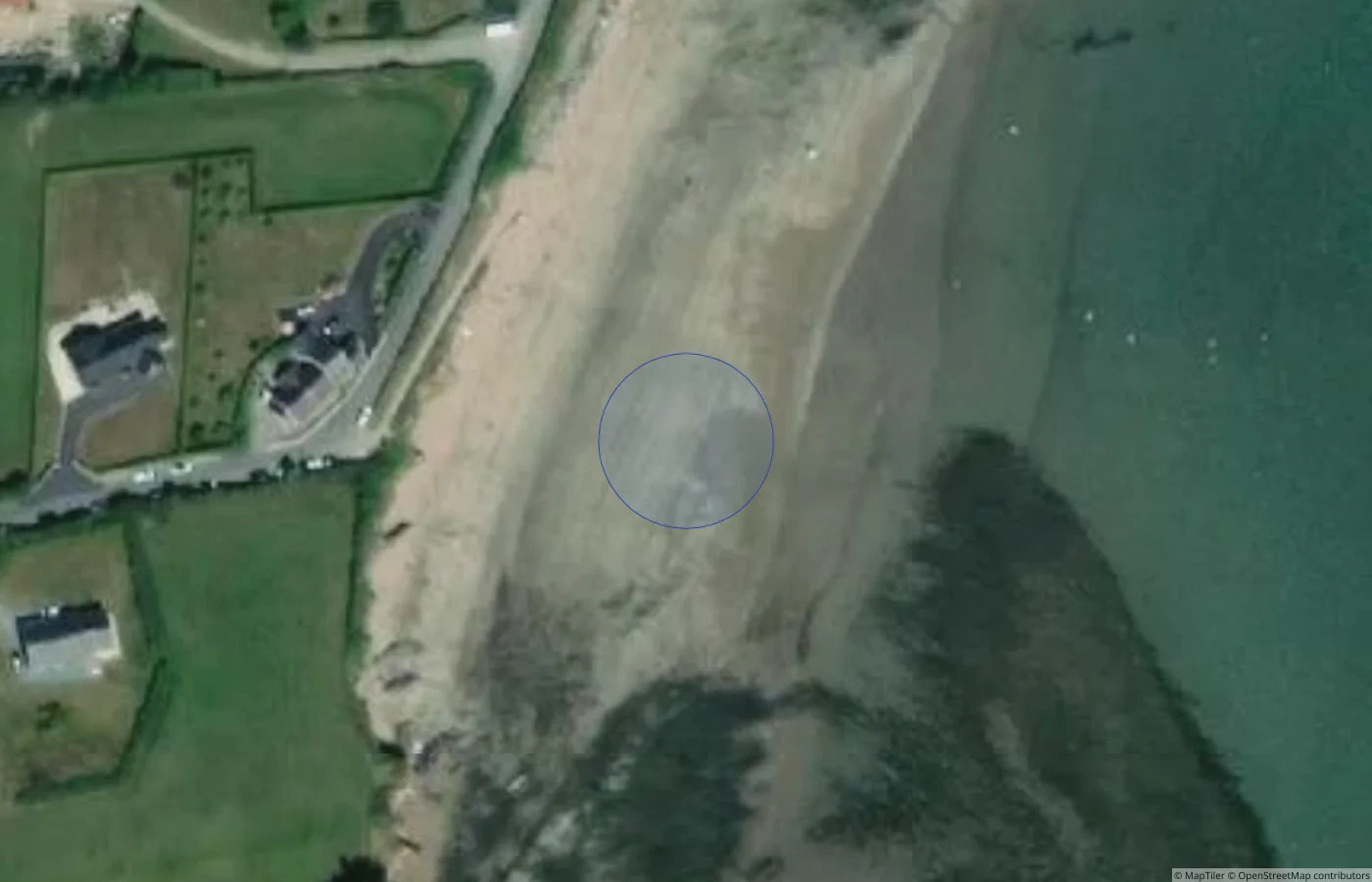 Aerial map view of Grange Beach in County Wexford