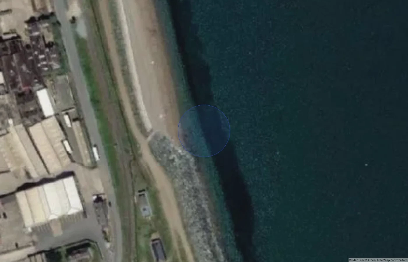 Aerial map view of Murrough Beach in County Wicklow