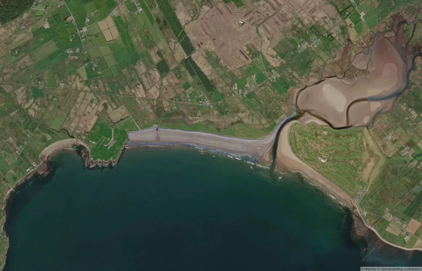 Aerial map view of Reenroe Beach in County Kerry
