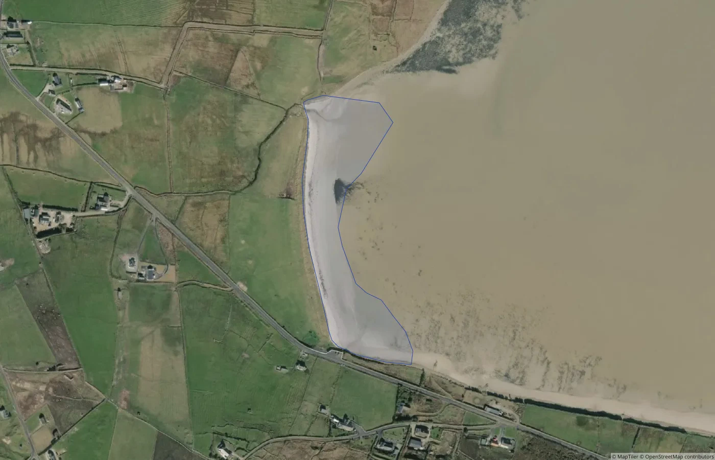 Aerial map view of Termon Beach in County Mayo