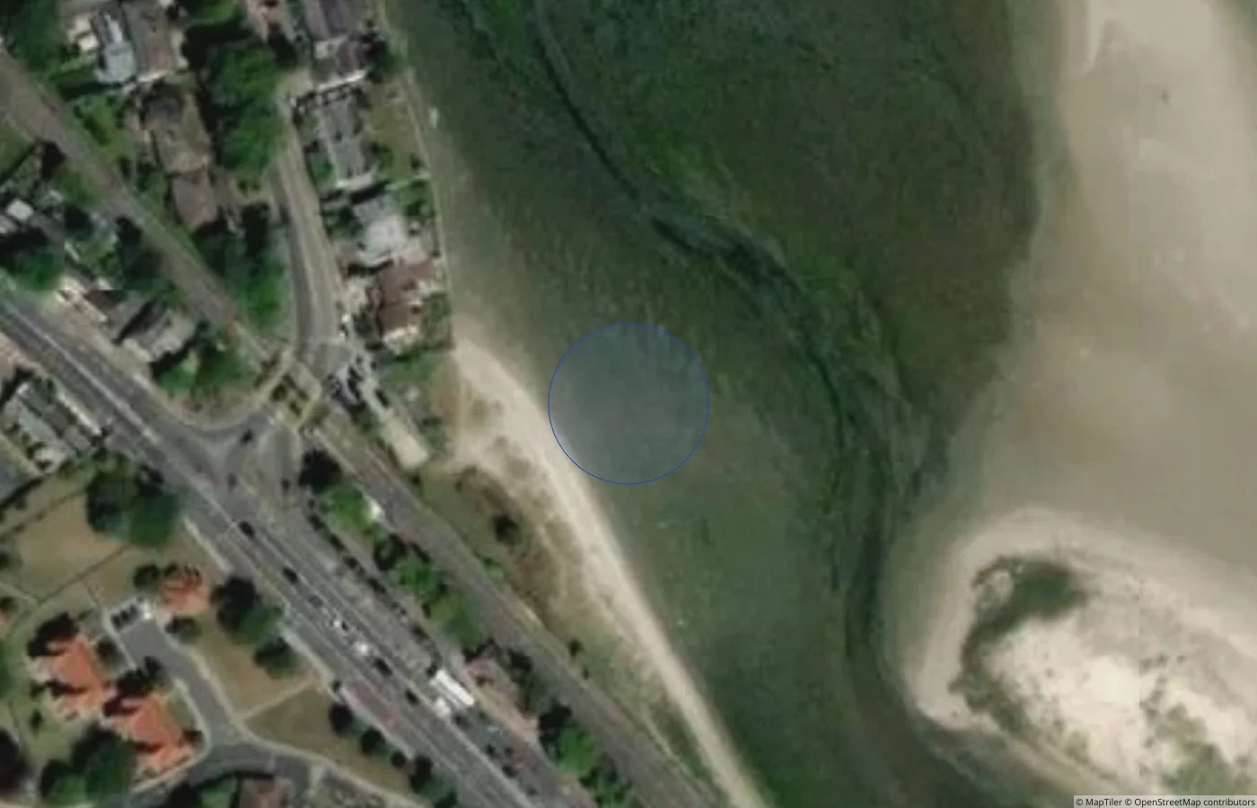 Aerial map view of Merrion Strand in County Dublin