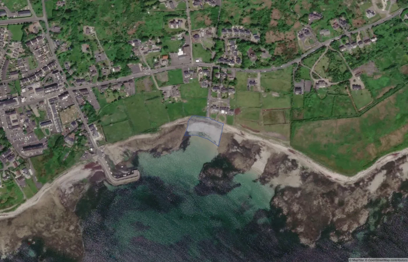 Aerial map view of Trá Saorphort (Bóithrín Mags) in County Galway