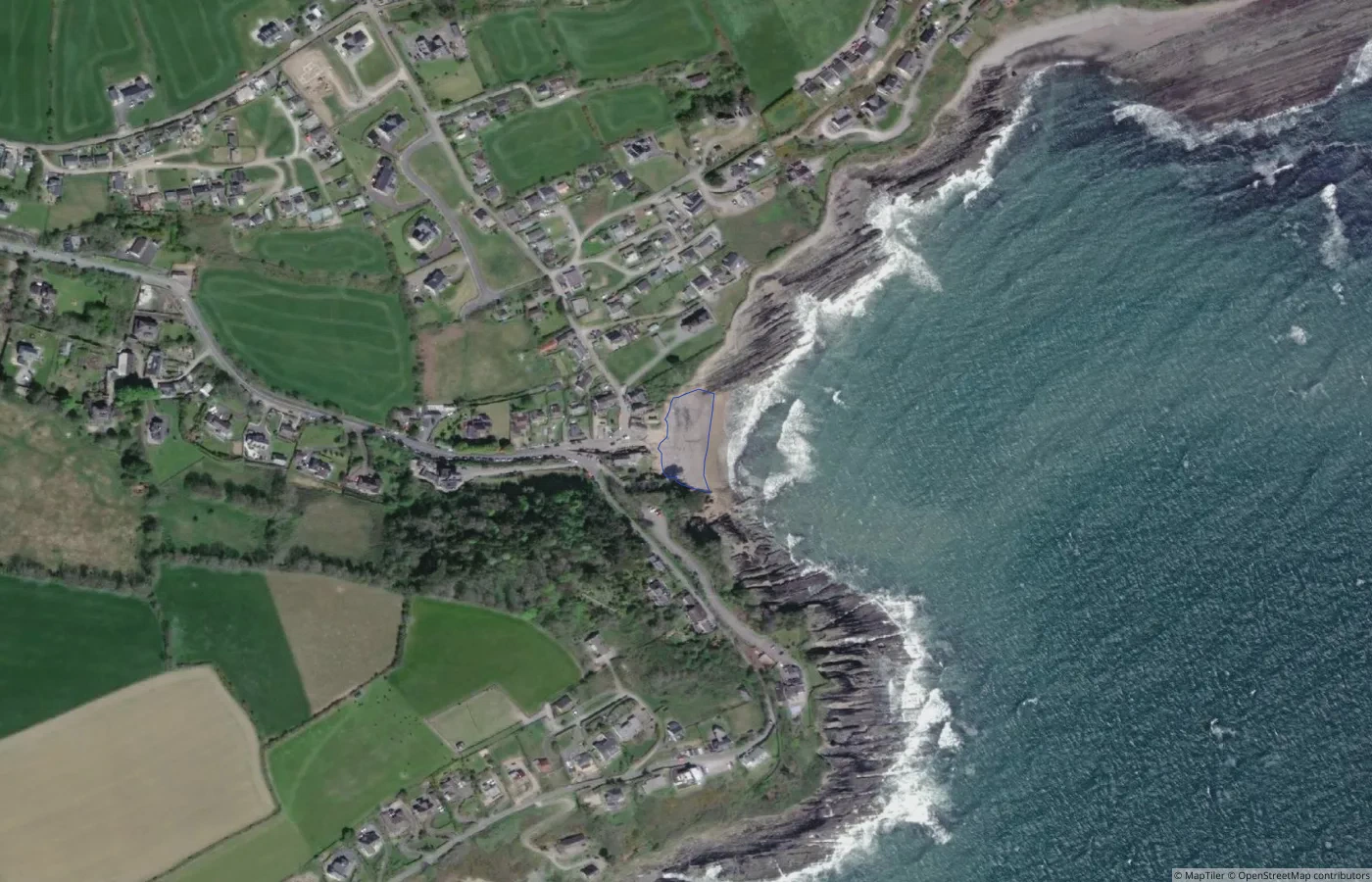 Aerial map view of Myrtleville Beach in County Cork