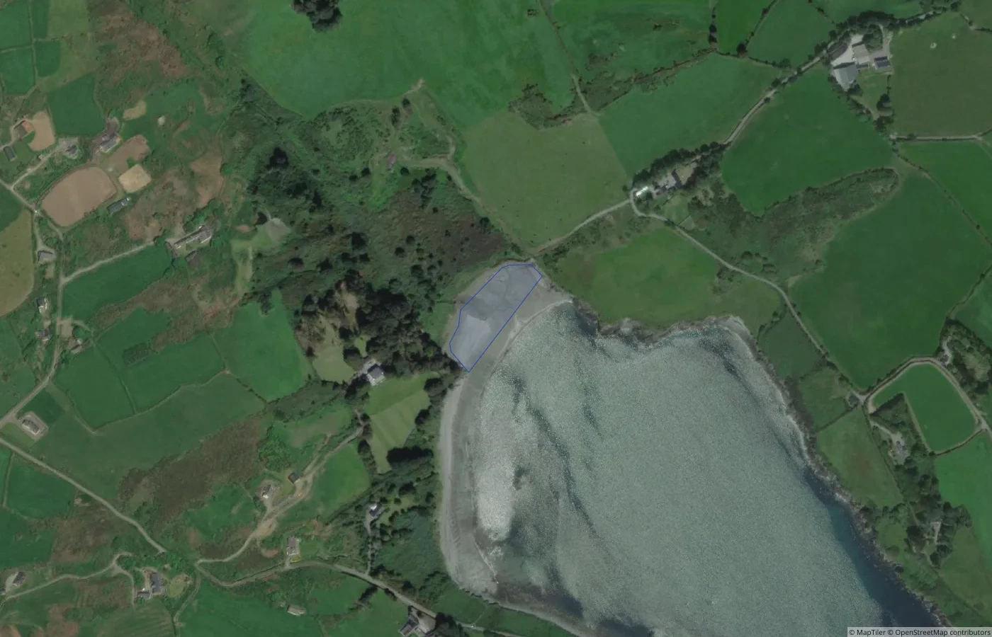 Aerial map view of Trá an Aonaigh in County Cork