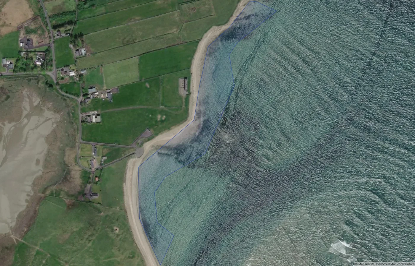 Aerial map view of Ross Beach, Killala in County Mayo