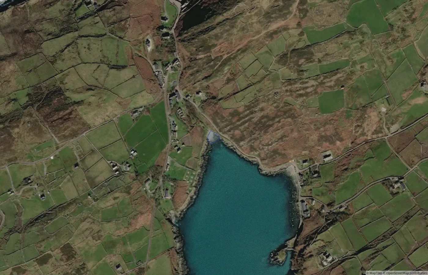 Aerial map view of Corner Beach in County Cork