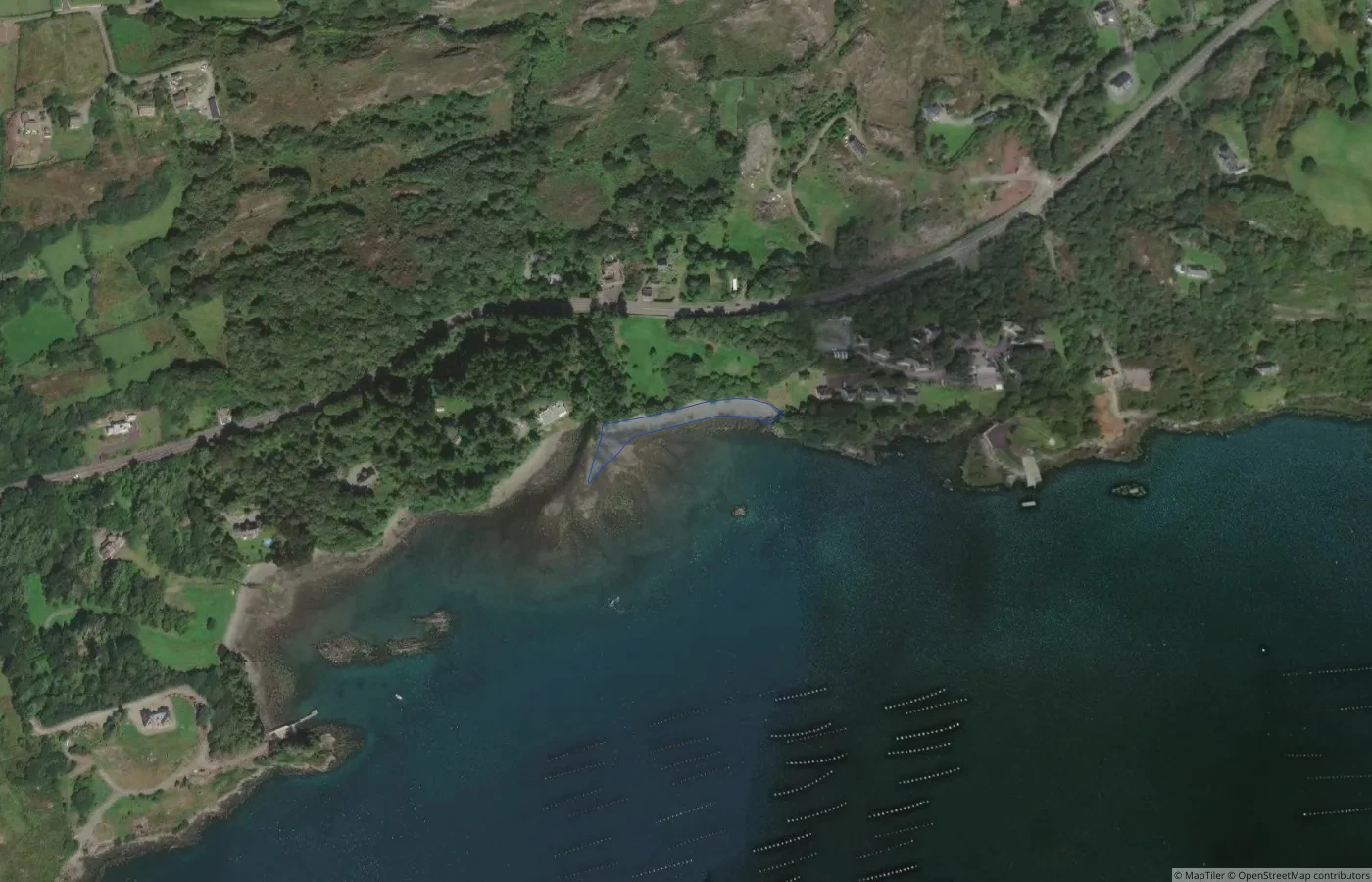 Aerial map view of Trawnablaha East Beach in County Cork