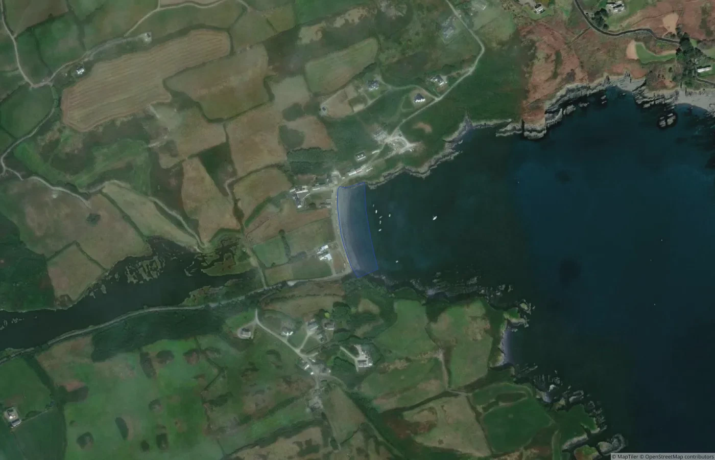Aerial map view of Squince Beach in County Cork