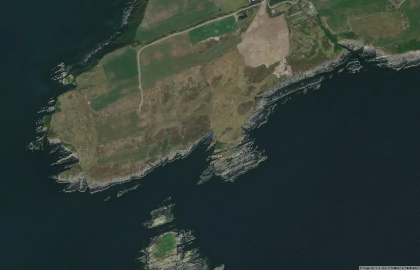Aerial map view of Skiddy Island Beach in County Cork