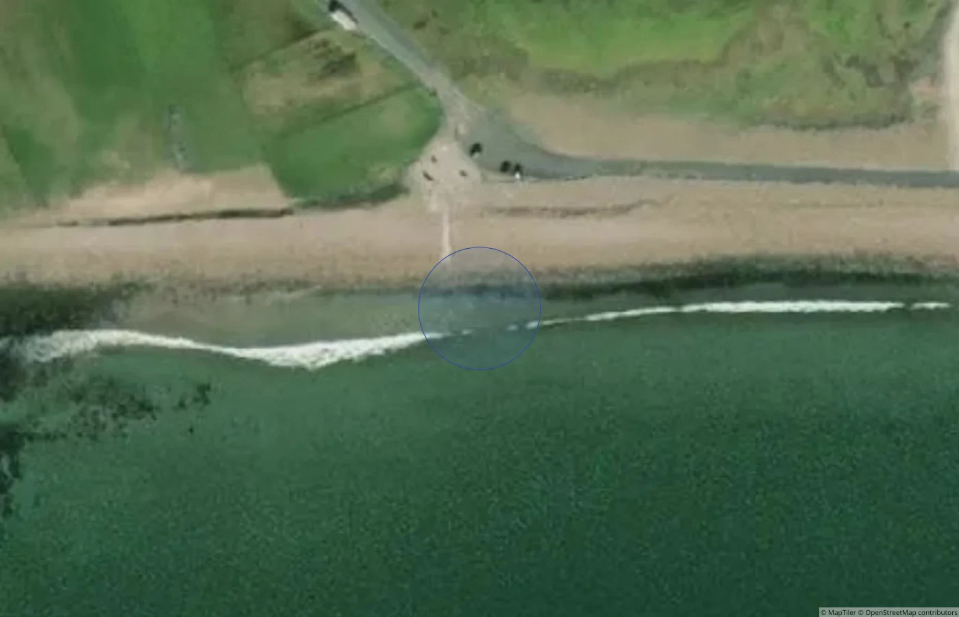 Aerial map view of Mulranny Beach in County Mayo