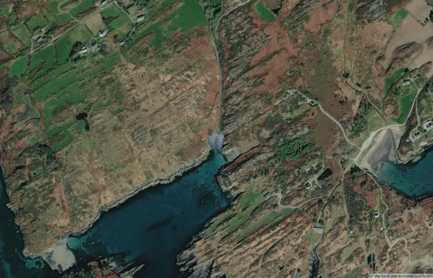 Aerial map view of Trá na Bó in County Cork