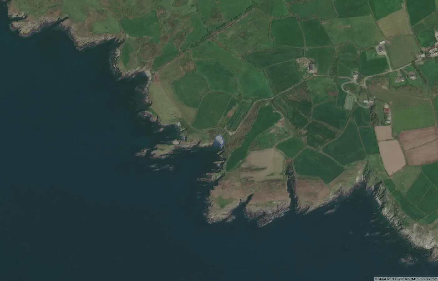 Aerial map view of Prison Cove in County Cork