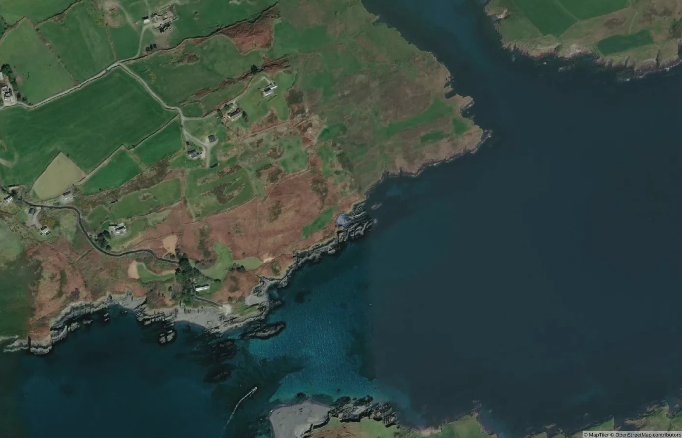 Aerial map view of Tráigín a' Léighileáin in County Cork