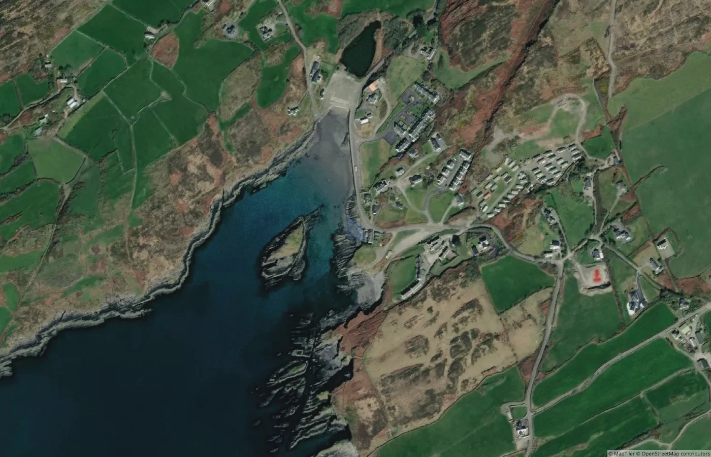 Aerial map view of Stony Beach, Tragumna in County Cork