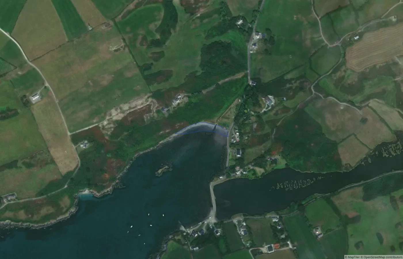 Aerial map view of Trá Transil in County Cork