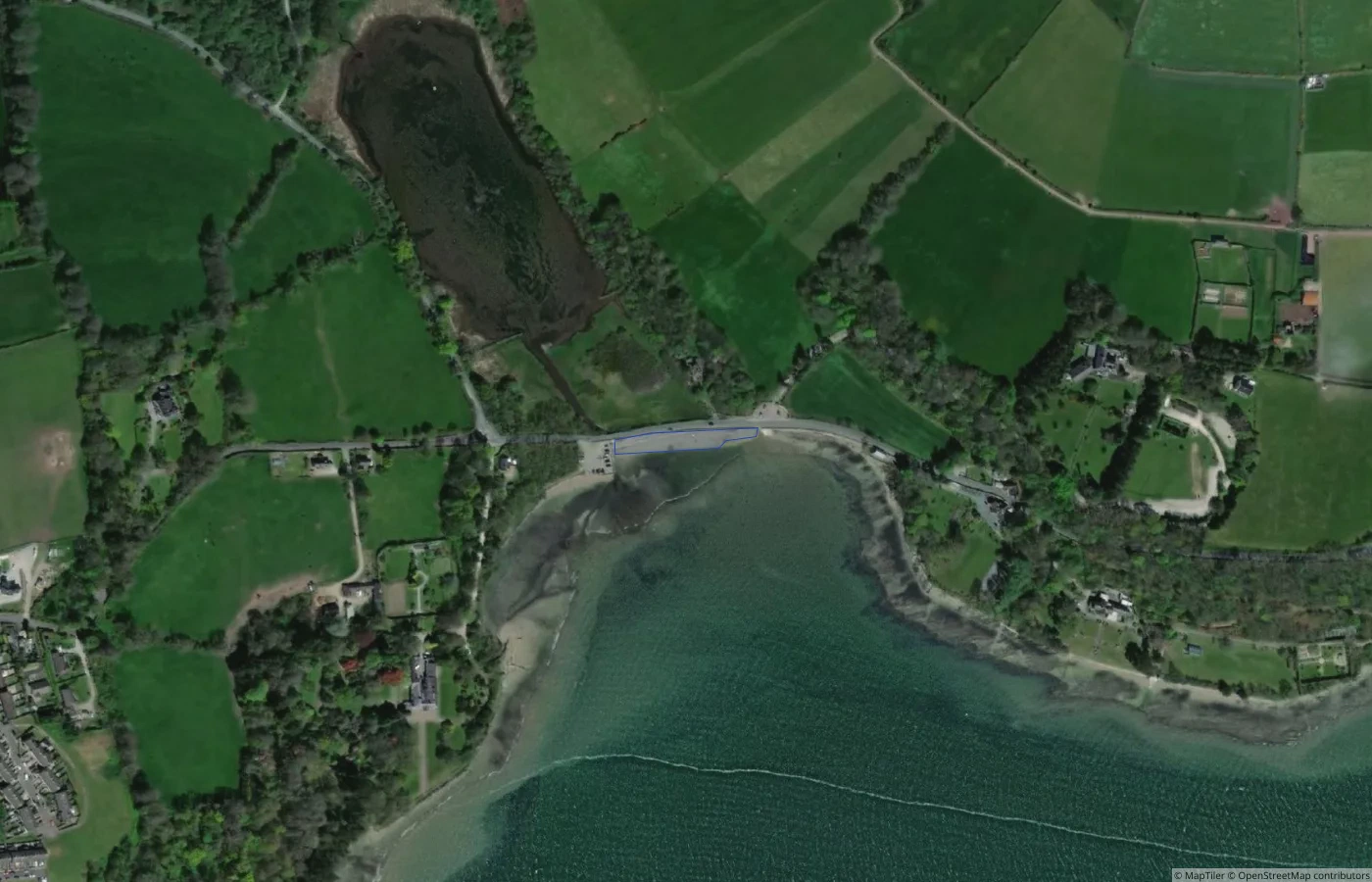 Aerial map view of Cuskinny Beach in County Cork