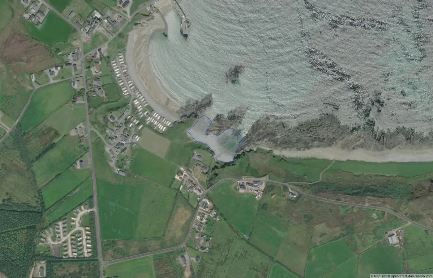 Aerial map view of Captains Cove in County Donegal