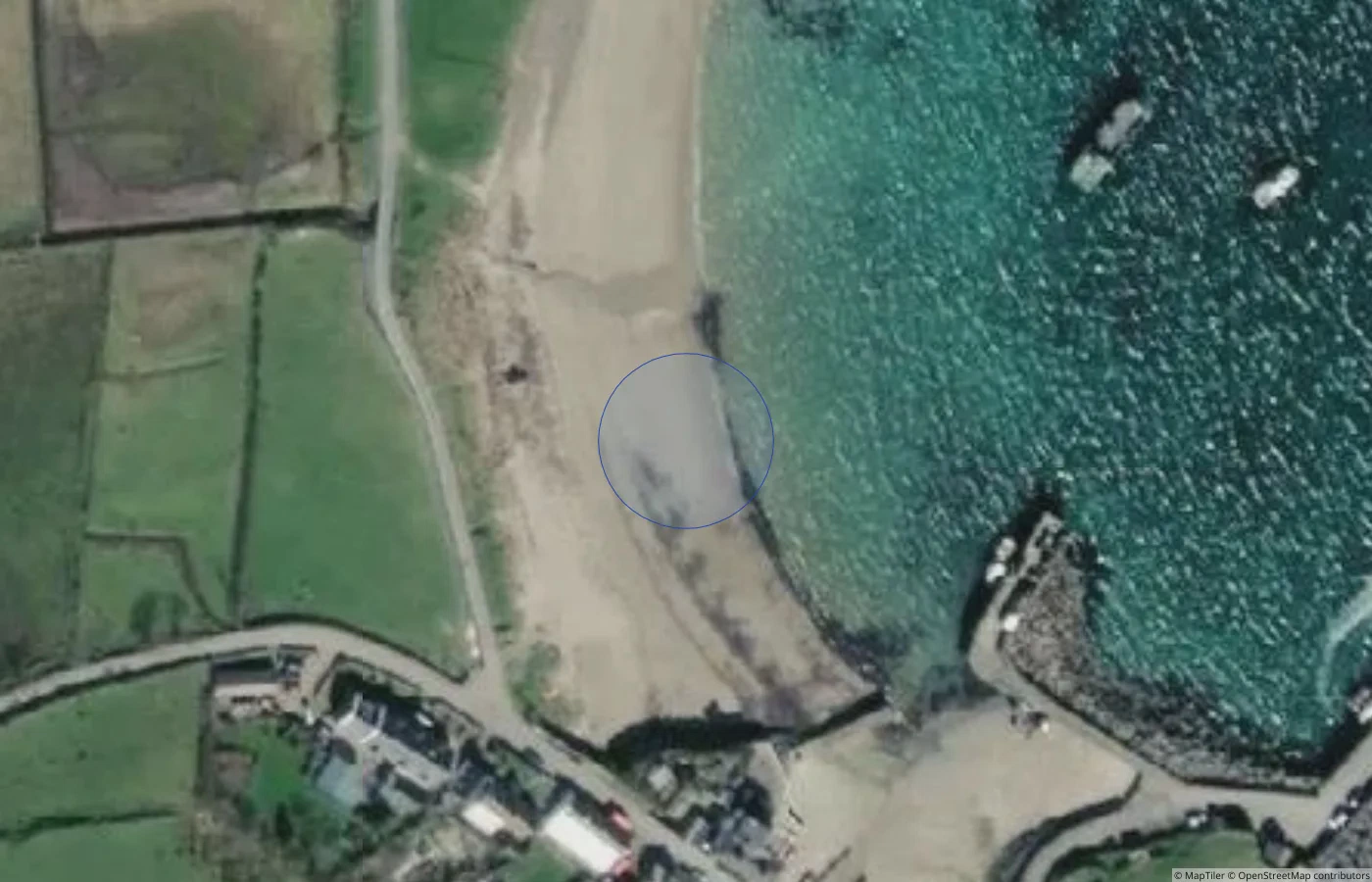Aerial map view of Clare Island Beach in County Mayo