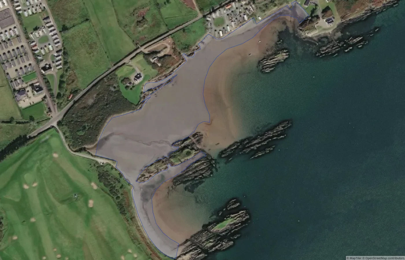 Aerial map view of Sweet Nellie’s Beach in County Donegal