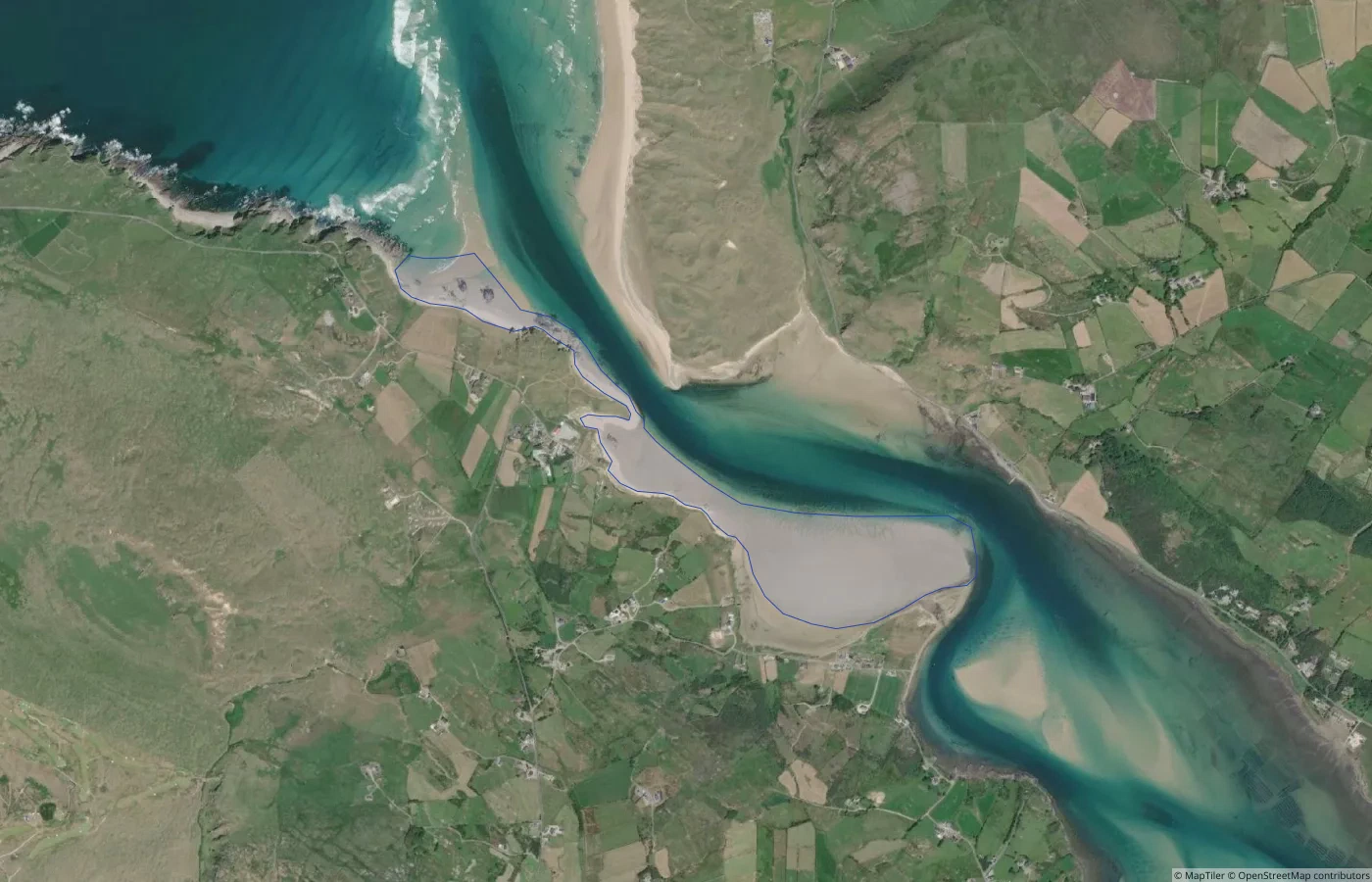 Aerial map view of Unnamed Sand Shore — Inishowen North Coast 05 in County Donegal