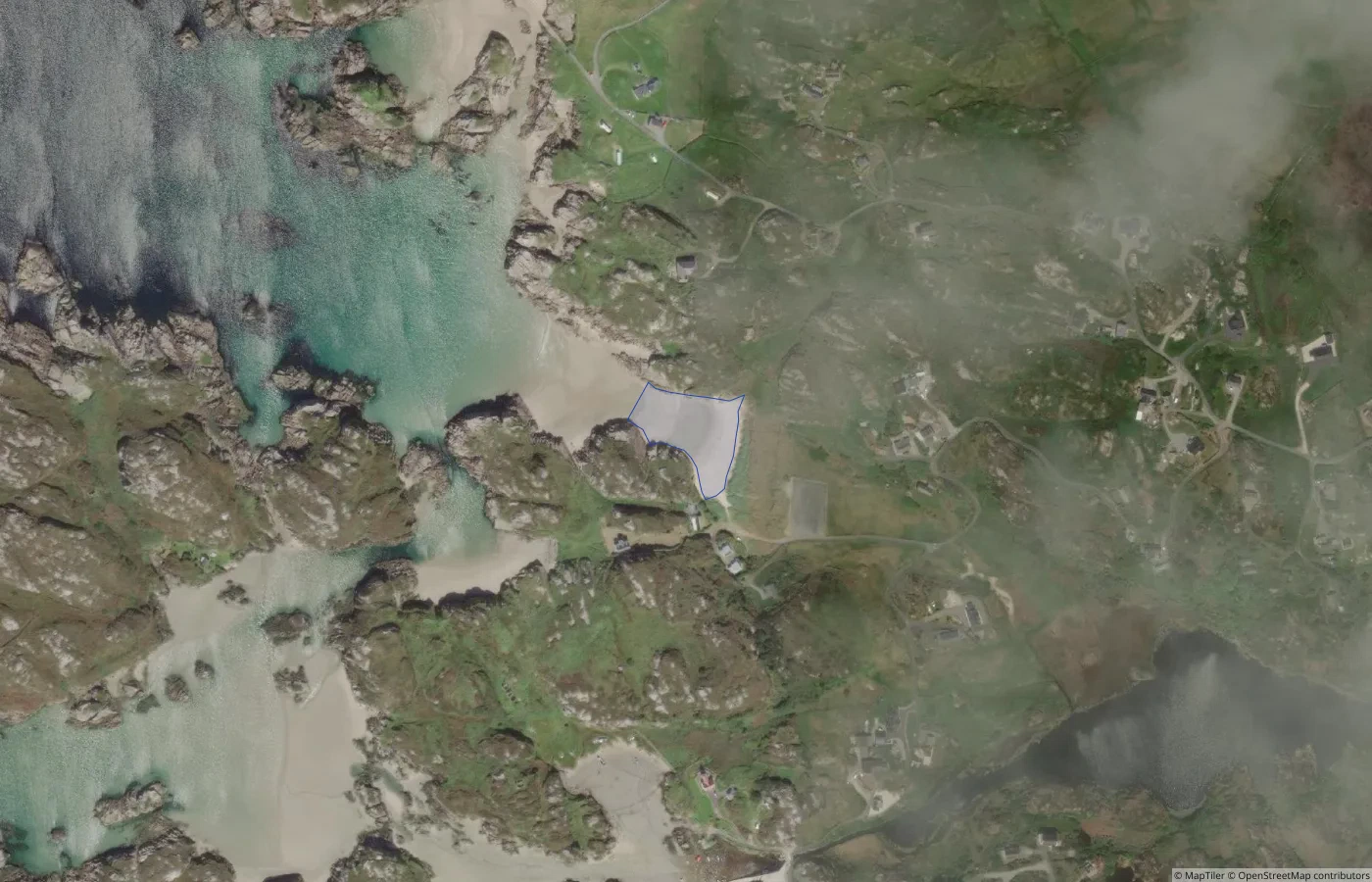 Aerial map view of Unnamed Sand Shore — Gweedore and Cruit Coast 08 in County Donegal
