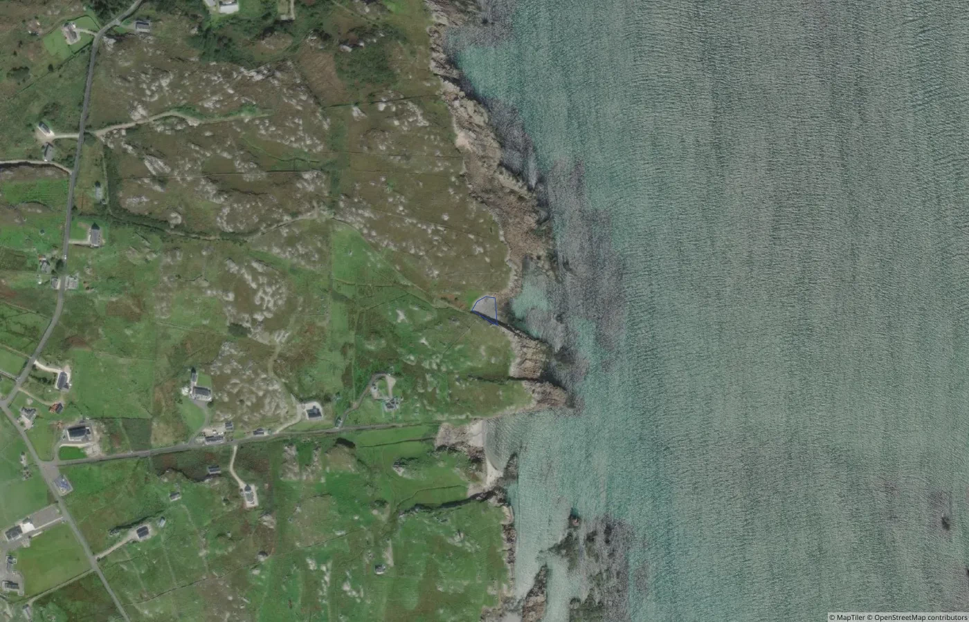 Aerial map view of Trá Dhearg in County Donegal