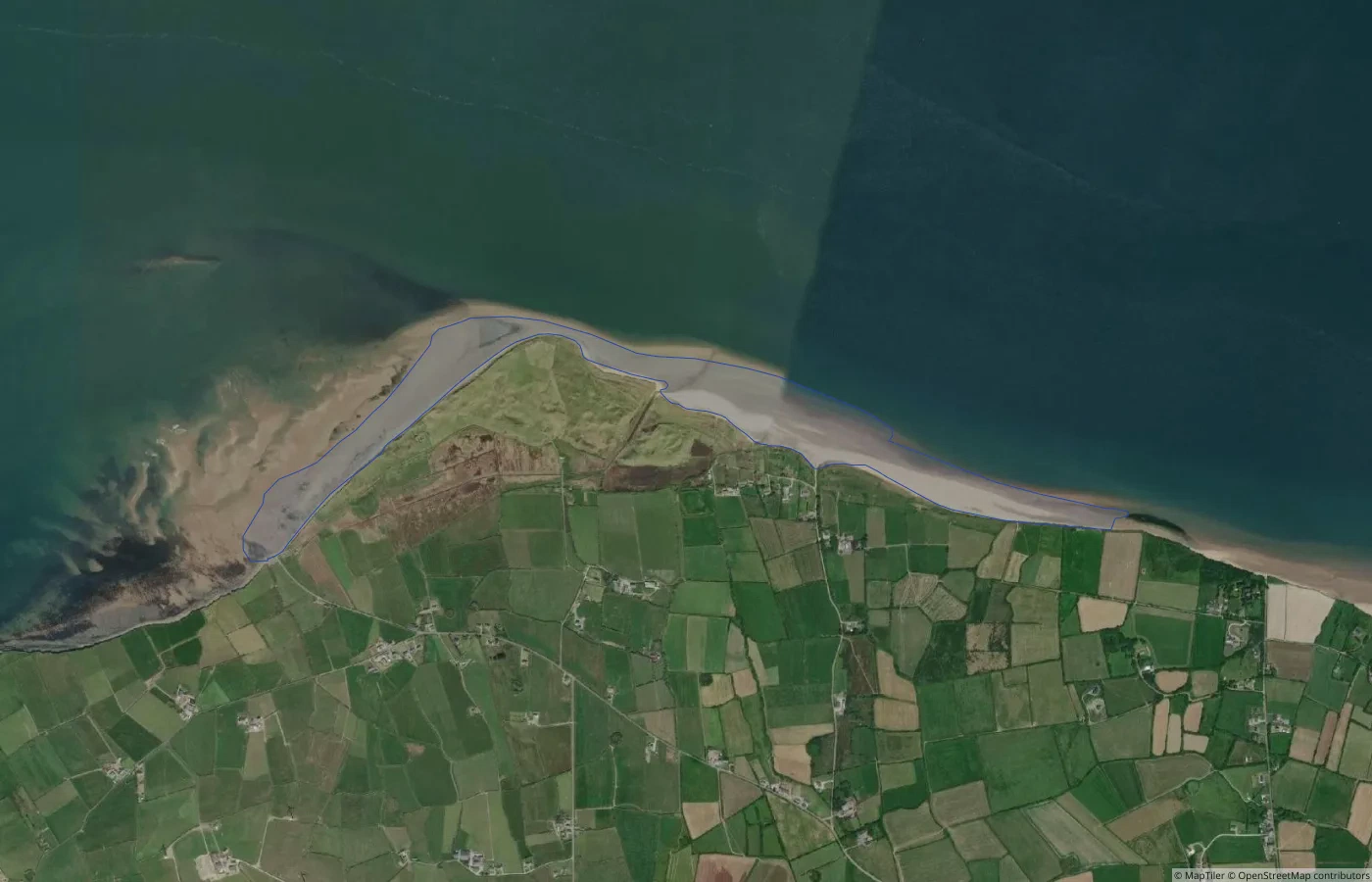 Aerial map view of Beale Strand in County Kerry