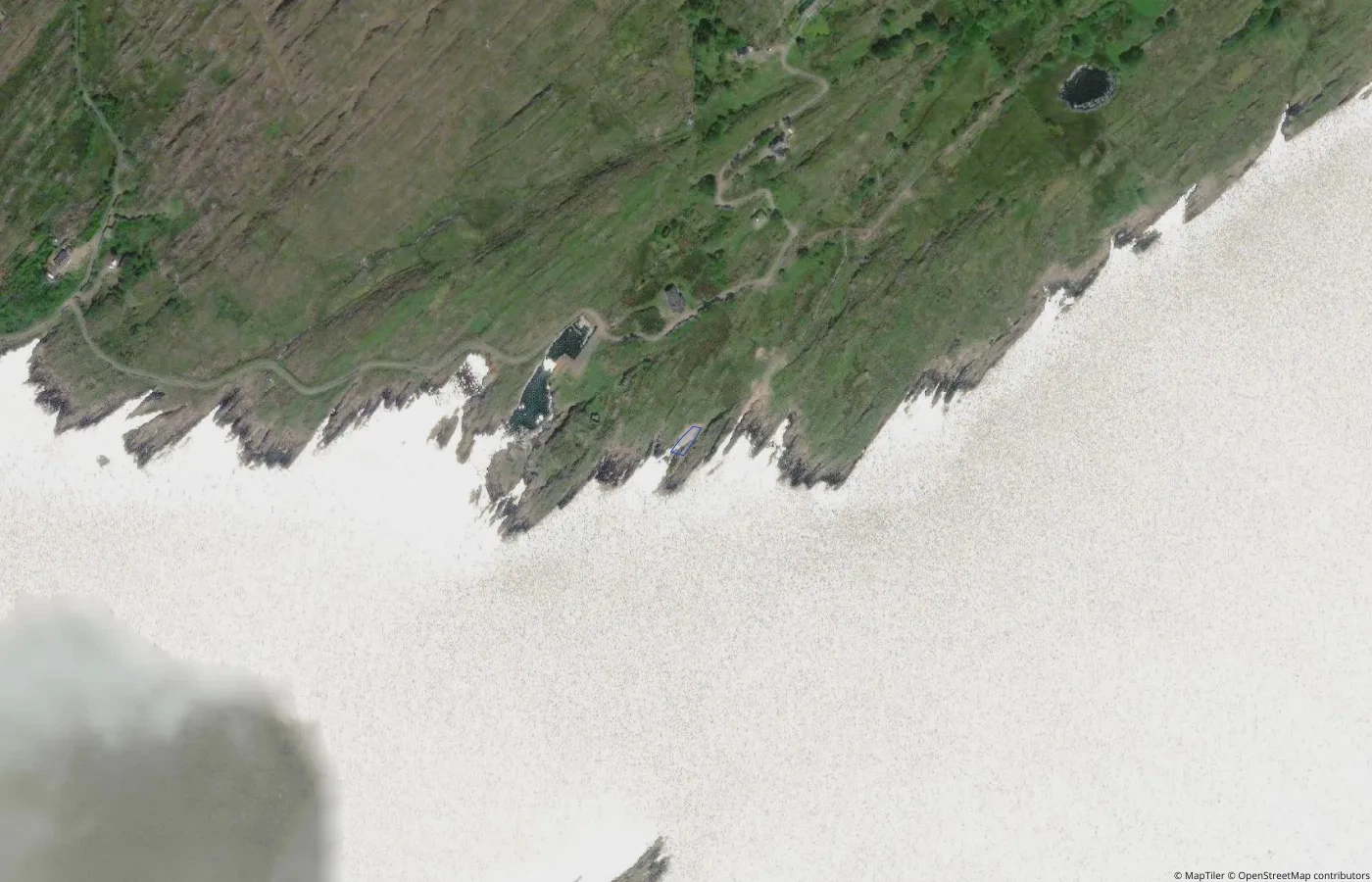 Aerial map view of Coral Beach in County Kerry