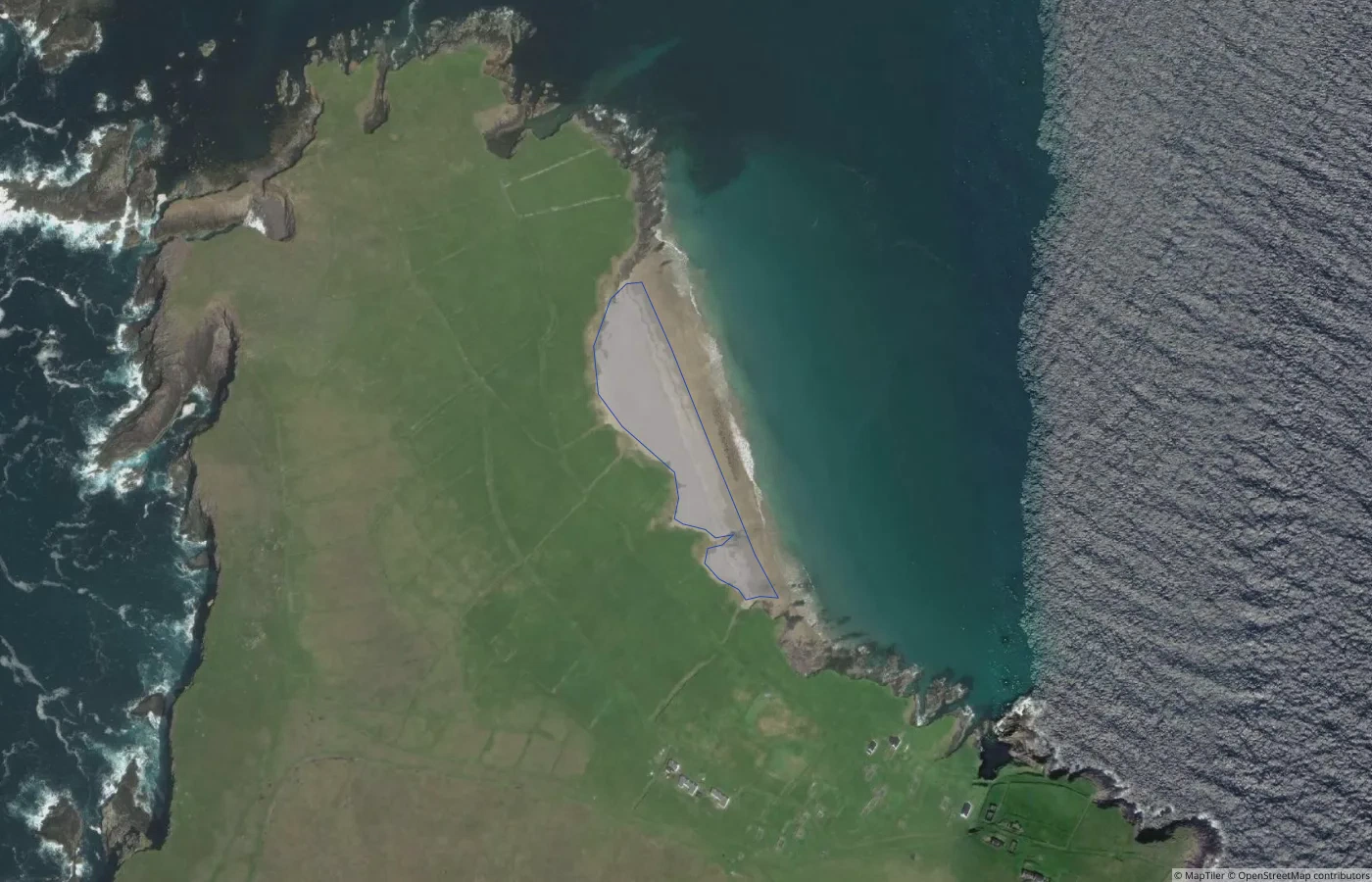 Aerial map view of Great Blasket Island Beach in County Kerry