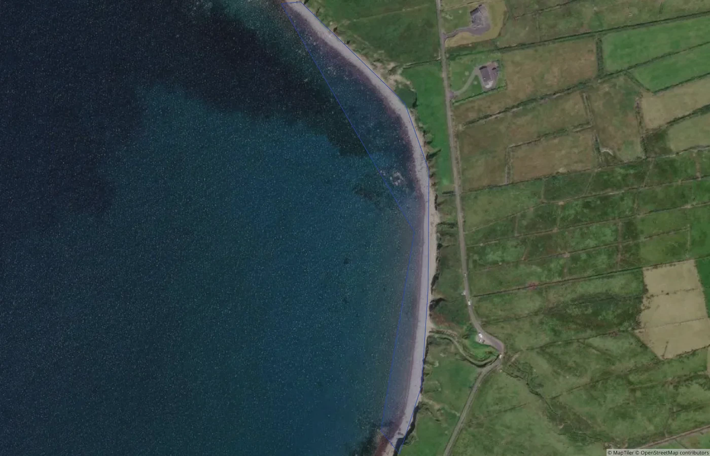 Aerial map view of Toor Beach in County Kerry