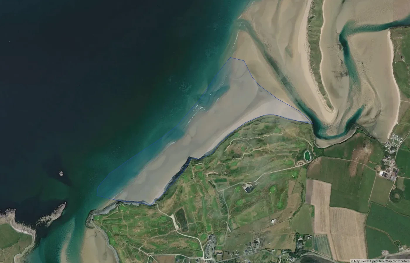 Aerial map view of Barrow Beach in County Kerry